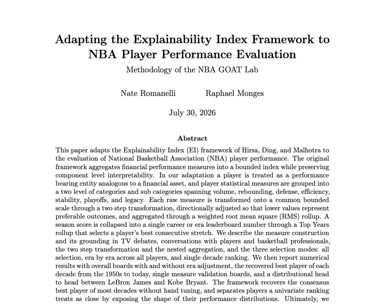 NBA Player Model
